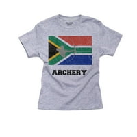 Pamučna Omladinska siva majica za djevojčice sa siluetom zastave Južne Afrike na Olimpijskim igrama-Streličarstvo