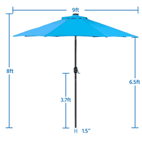 Mart 9ft Standardni kišobran s LED svjetlima, nebesko plava