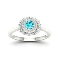 Imperijalni dragulj Sterling Silver ovalni izrezan švicarski plavi topaz stvorio je bijeli safirski halo ženski prsten