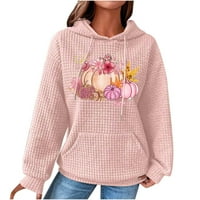 ; / Ženski modni casual pulover s kapuljačom s printom, karirana majica s dugim rukavima, 2-inčni ružičasti top