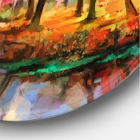 DesignArt 'Jezero u jesen šarenih jesenskih stabala' Moderni metalni zid - disk od 23 godine