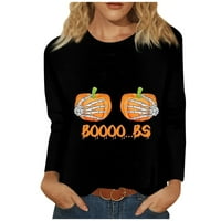 Ženska modna ležerna pulover bluza s okruglim vratom s printom za Noć vještica dugih rukava