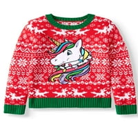 Svečani božićni džemper s jednorogom Fairisle i šljokicama
