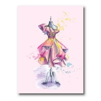 Dizajnerska umjetnost prekrasna ljubičasta haljina s naborima na modnoj manekenki zidni ispis na platnu u francuskom seoskom stilu