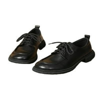 Ženske kožne cipele; neklizajuće Oksfordice; udobne cipele; modne Vintage natikače; školske uniforme; ravne cipele Na vezanje; crne