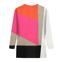 Ženska majica s tri četvrtine rukava s geometrijskim printom koji blokira boju, modni vrhovi