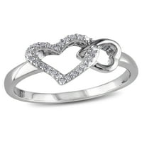 Prsten s dvostrukim srcem od srebra s dijamantom od br.