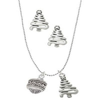 Divan nakit srebrni cik-cak s pletenicom za predenje srebrno cik-cak božićno drvce, preslatka ogrlica i naušnice