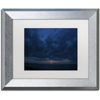 Zaštitni znak likovna umjetnost Conteplirative Sunset Canvas Art by Kurt Shaffer, White Matte, Silver Frame
