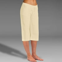ženske gaće Plus veličine, ženske modne jednobojne pamučne rastezljive duge hlače, hlače za odmor na plaži, ošišane hlače