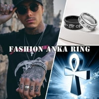 Fidget prstenovi od nehrđajućeg čelika, muški prsten za anksioznost, egipatski prsten s križem ANC, Horus prsten za opuštanje
