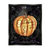 _ 31. listopada Svečana slika bundeve za Noć vještica, Crni plovak, uokvireni umjetnički tisak, zidna umjetnost