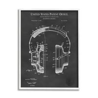 Stupell Industries Detaljne glazbene slušalice Dijagram nacrt patentnog dizajna uokvirena zidna umjetnost, 20, dizajn Karla Hronek