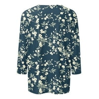 Rasprodaja Ljetna ženska modna bluza od tunike s cvjetnim printom košulje s rukavima od tri četvrtine, opušteni jesenski puloveri