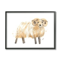 Stupell Industries Obožava Highland Ram Farm Farm Shaggy Fur Goat, 20, dizajniran u lipnju Erica Vess