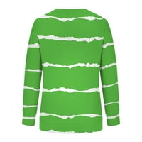 Majica dugih rukava za žene majica s kapuljačom u boji pulover s okruglim vratom s dugim rukavima prugasti lagani vrhovi zeleni;