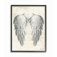 Nebeska krila dizajn srebrne pergamentne grafike u crnom okviru zidni tisak, 24,30