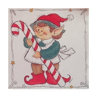 Zaštitni znak likovna umjetnost 'Elf With Candy Cane' Canvas Art by Beverly Johnston