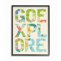 Stupell Industries Go Explore Map Text Country Adventure Dizajn Word Framed Wall Art Design by Daphne Polselli, 16 20