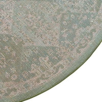 Jedinstveni tkalački stan Blake Penrose tepih zeleno-bež 3' 3 okrugla rešetka u boemskom stilu savršena je za blagovaonicu hodnika
