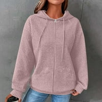 Ženske modne dukserice s patentnim zatvaračem jednobojni lagani casual široki pulover jesenska odjeća za tinejdžerice od 92 inča