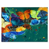 Dizajnerska umjetnost apstraktni leptiri u boji na drvetu, moderni zidni otisak na platnu