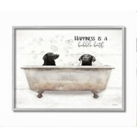 Stupell Industries Animal Kupatilo sreća je citat za kupanje s mjehurićima uokvireni zidni umjetnički dizajn Lori Deiter, 16 20