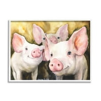 Stupell Industries Baby Pigs Animal Yellow akvarel slika, 30, dizajn George Dyachenko