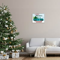 Sretan Božić, Farma, Svježe drveće, znak, blagdanska grafika, umjetnički tisak u sivom okviru, zidna umjetnost