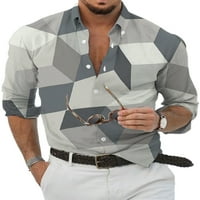 + Muški vrhovi običnog kroja, bluza, Ležerne majice s vratom čamca, geometrijska majica s dugim rukavima