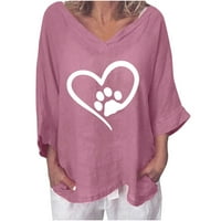 Ženska modna majica s rukavima od tri četvrtine, široka majica s printom, bluza, veličine od 4 inča