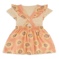Wonder Nation Baby and Toddler Girls Pinafore set haljina, 3-komad, veličine 12m-5T